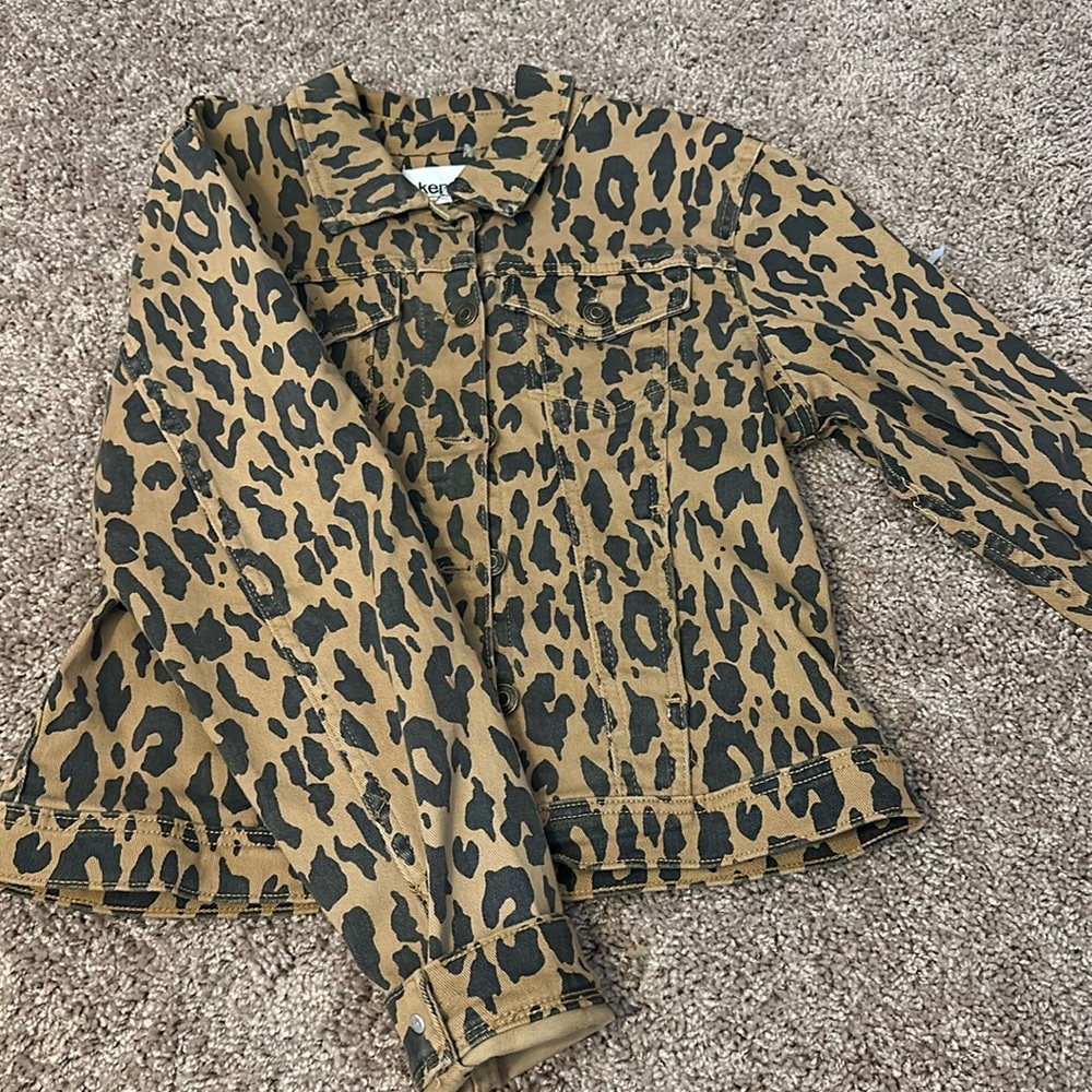 Leopard print denim jacket